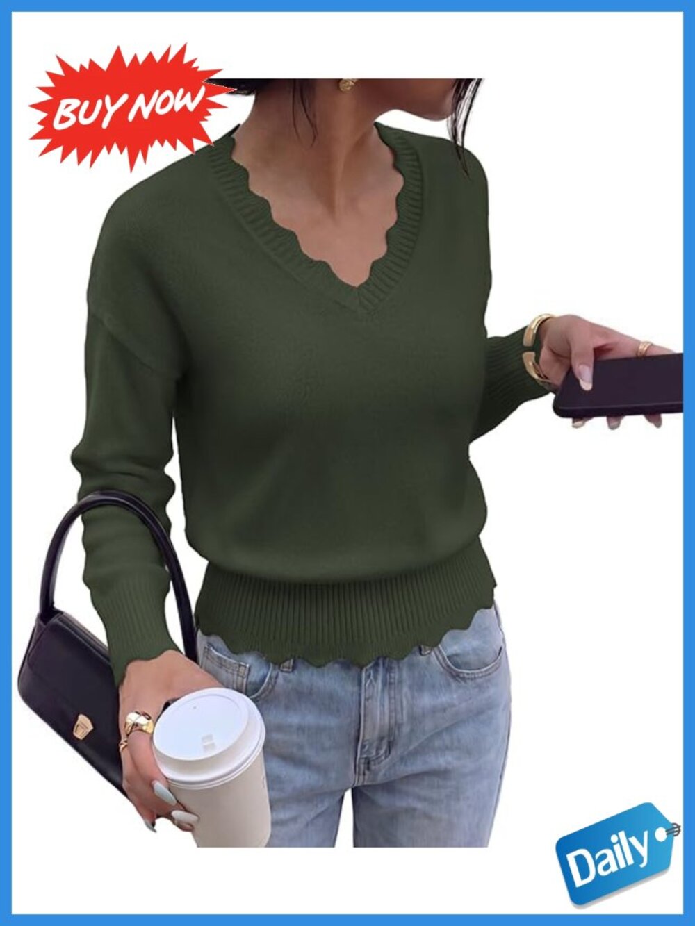 Womens Lightweight Ribbed Knit V-Neck Long Sleeve Pullover Sweater